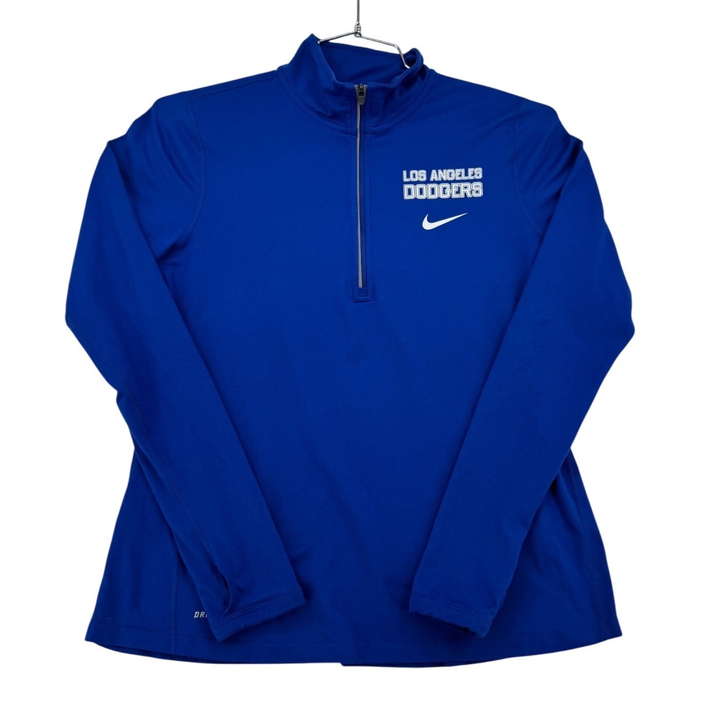 Nike Los Angeles Dodgers Pullover Womens L Blue Excellent Dri-FIT Quarter-Zip